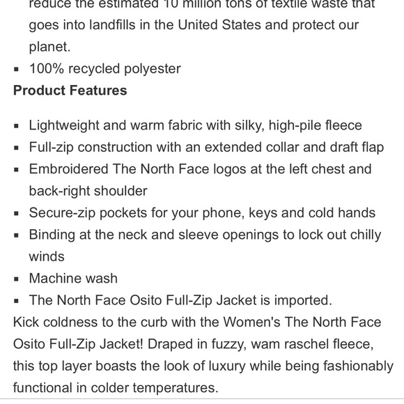 The North Face black osito full zipper jacket size large - Picture 10 of 10